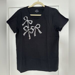 NWT J.Crew Collector short sleeve tee, black with silver sequins size Large